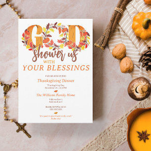 Religious Thanksgiving Dinner Faith Bible Quote Invitation