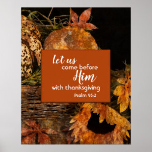 Religious Thanksgiving Poster with Psalm 95:2