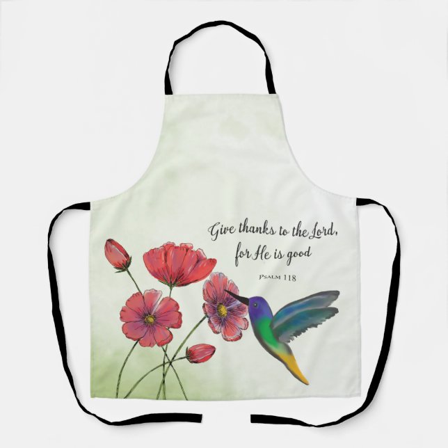 Religious Thinking of You Flowers with Hummingbird Apron (Front)
