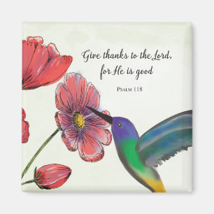 Religious Thinking of You Flowers with Hummingbird Magnet