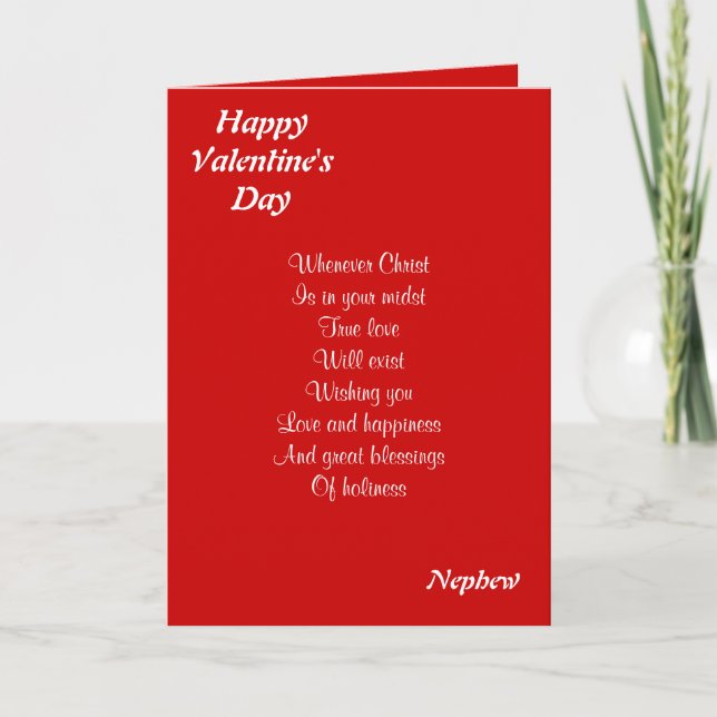 Religious valentine's day nephew holiday card (Front)