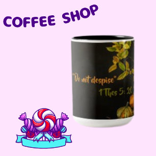 Religious Verse Green Leaves Orange Pumpkin  Two-Tone Coffee Mug