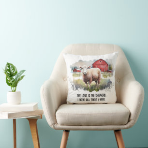 Religious Verse With Sheep Cushion