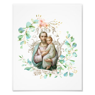 Religious Vintage Catholic St. Joseph Child Jesus Photo Print