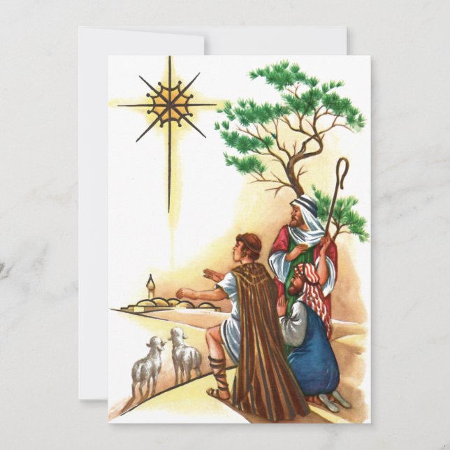 Religious Vintage Christmas Shepherds Holiday Card (Front)