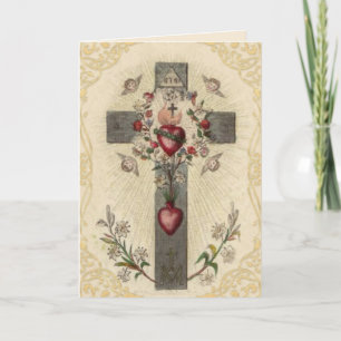 Religious Vintage Cross Prayer St. Francis de Sale Card
