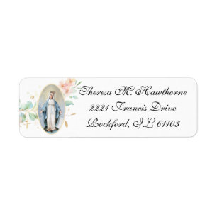 Religious Vintage Virgin Mary Floral Elegant Label