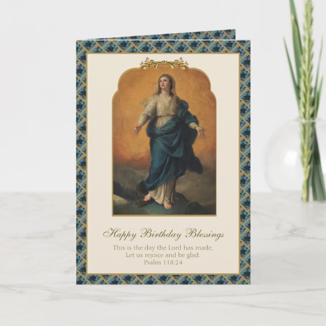 Religious Virgin Mary Assumption Birthday Card (Front)