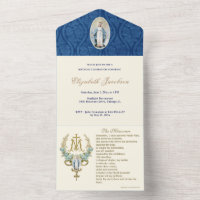 Religious Virgin Mary Blue Floral Birthday Vintage
