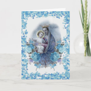 Religious Virgin Mary Floral Catholic Vintage Card
