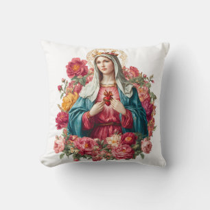 Religious Virgin Mary Floral Our Lady Christian  Cushion