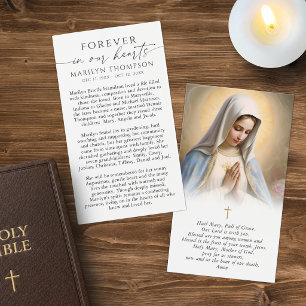Religious Virgin Mary Funeral Sympathy Prayer Card