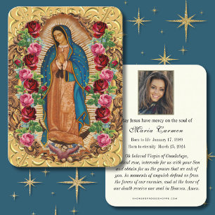 Religious Virgin Mary Guadalupe Catholic Funeral Place Card