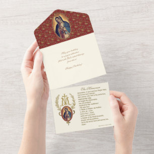 Religious Virgin Mary Guadalupe Floral Birthday All In One Invitation