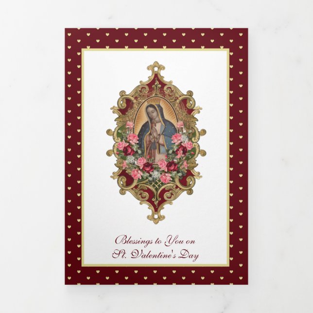 Religious Virgin Mary Guadalupe Prayer Valentine T Tri-Fold Card (Cover)