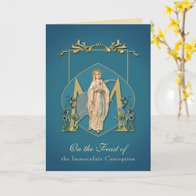 Religious Virgin Mary Immaculate Conception Feast  Card (Yellow Flower)
