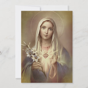 Religious Virgin Mary Immaculate Heart Vintage Thank You Card