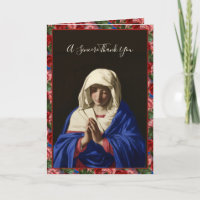 Religious Virgin Mary in Prayer Roses Scripture