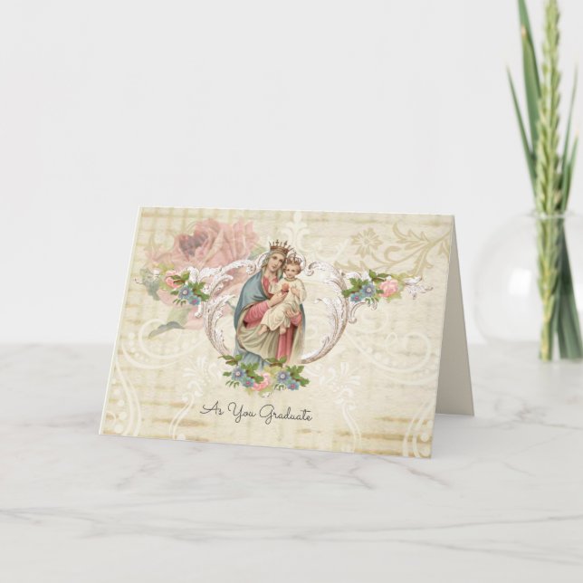 Religious Virgin Mary Jesus Graduation Catholic Card (Front)