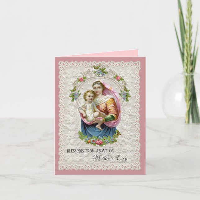 Religious Virgin Mary Jesus  Mothers Day Holiday Card (Front)