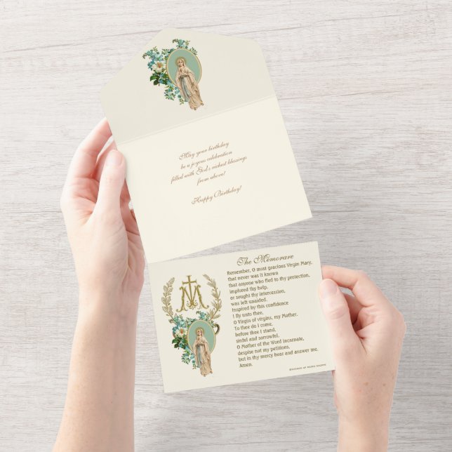 Religious Virgin Mary Lourdes Birthday All In One Invitation (Tearaway)