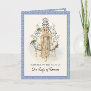 Religious Virgin Mary Lourdes Prayer Rosary Card