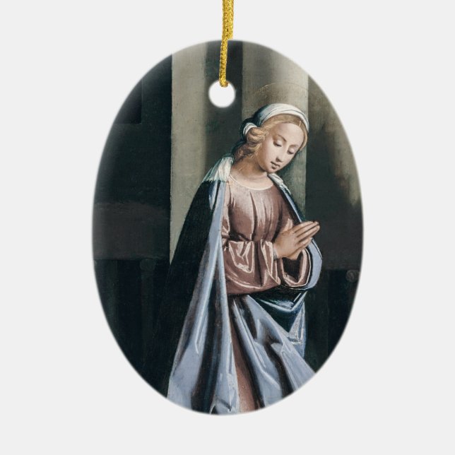 Religious Virgin Mary Madonna Artwork  Ceramic Tree Decoration (Front)
