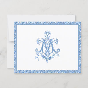 Religious Virgin Mary Marian Blue "M" Lilies Card
