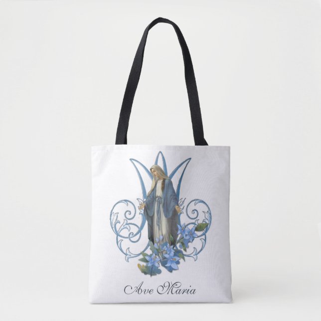 Religious Virgin Mary Marian Cross Ave Maria Tote  (Front)