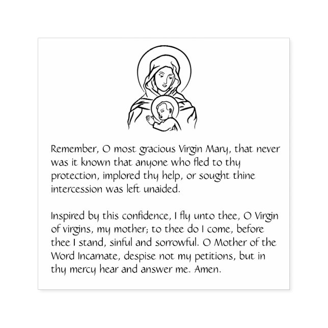 Religious Virgin Mary Memorare Catholic Prayer Rubber Stamp (Imprint)