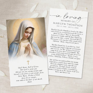 Religious Virgin Mary Memorial Funeral Prayer Card