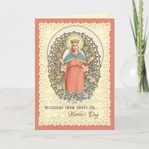 Religious Virgin Mary Roses Catholic Mothers Day Holiday Card