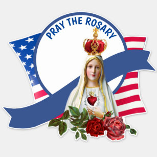 Religious Virgin Mary Roses Fatima Flag Sticker