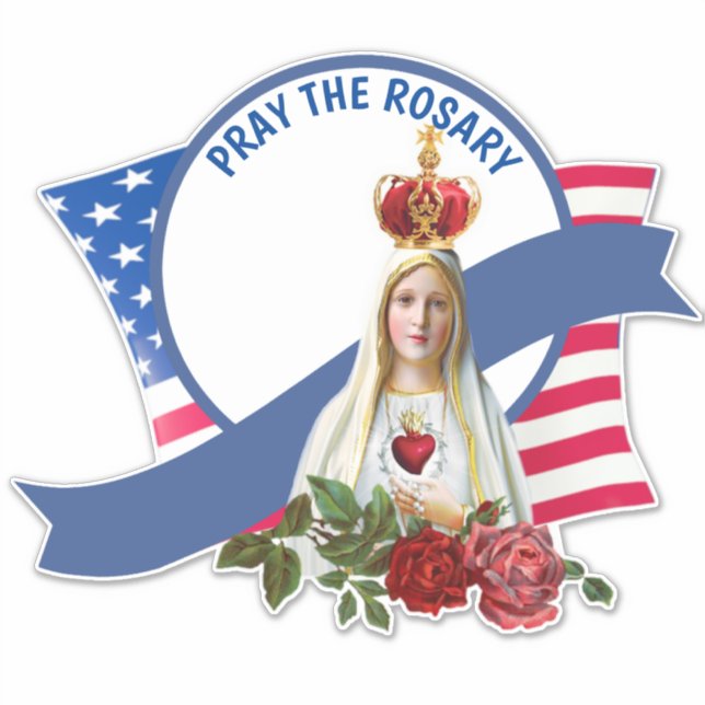 Religious Virgin Mary Roses Fatima Flag Sticker (Front)