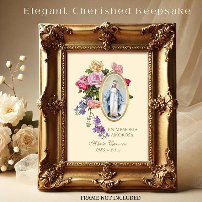 Religious Virgin Mary Spanish Funeral Holy Prayer (A timeless keepsake with a to cherish and display for years to come.)