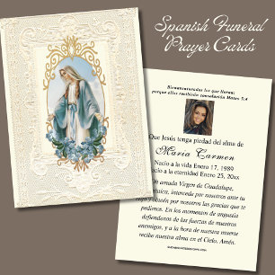 Religious Virgin Mary  Spanish Funeral Prayer Place Card