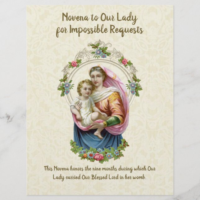 Religious Virgin Mary Vintage Catholic Prayer (Front)