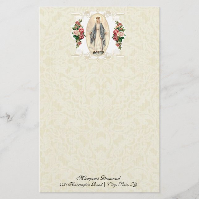 Religious Virgin Mary Vintage Catholic Roses (Front)