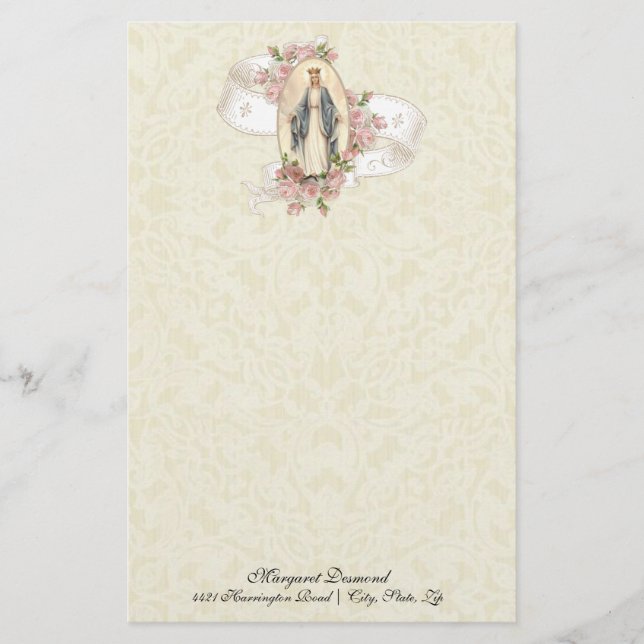 Religious Virgin Mary Vintage Catholic Roses (Front)