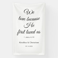 Religious Wedding Banner, Linen Christian Ceremony