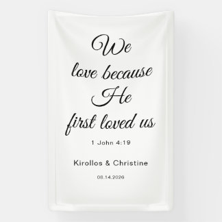 Religious Wedding Banner, Linen Christian Ceremony Banner
