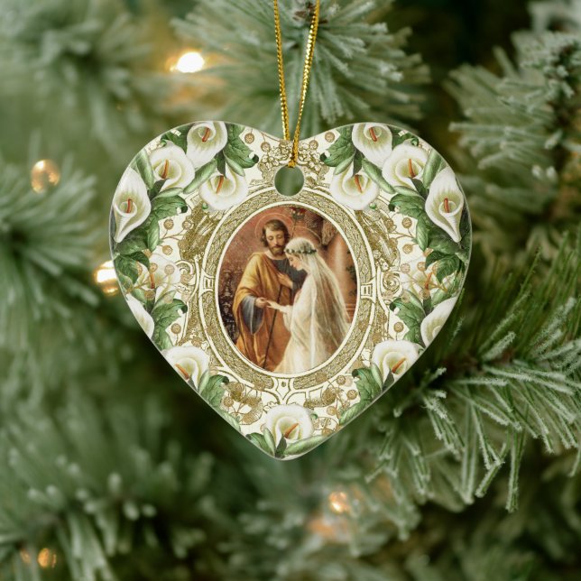 Religious Wedding First Christmas Catholic Ceramic Tree Decoration (Tree)