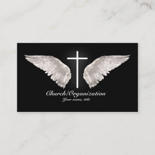 Religious White Cross Angel Wings Business Card