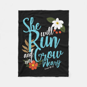 Religious Women Girls That They Run Verse Isaiah 4 Fleece Blanket