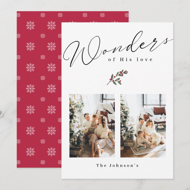 Religious Wonders of His love Photo Christmas Card (Front/Back)