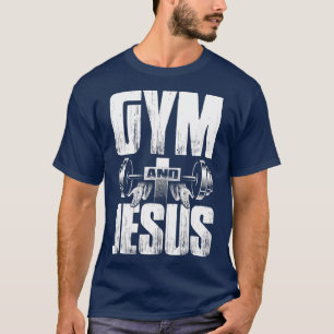 Religious Workout Gym Jesus Barbell Lifting Weigh T-Shirt