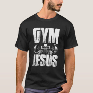 Religious Workout Gym Jesus Barbell Lifting Weight T-Shirt