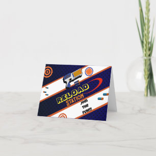 Reload Station Dart Gun Birthday Party Supplies Thank You Card