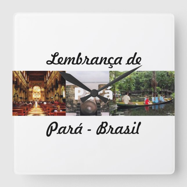 Relogio lembrança do Pará Square Wall Clock (Front)