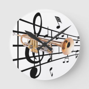 Reloj de pared de trompeta round clock